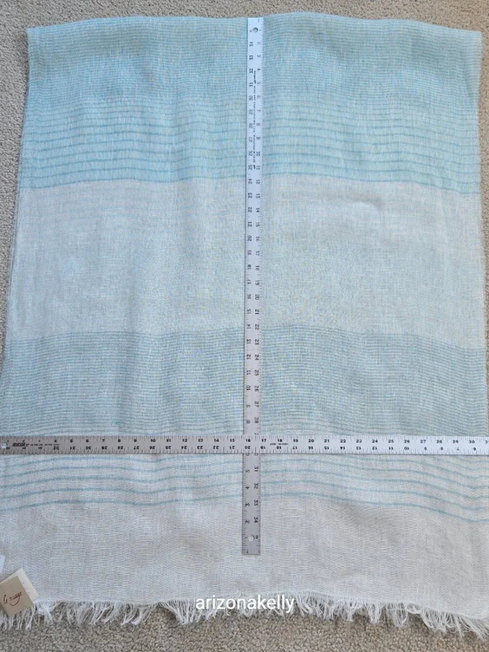 NWT Linen Scarf Blue and White Stripe Le Nuage Italy - Picture 5 of 13